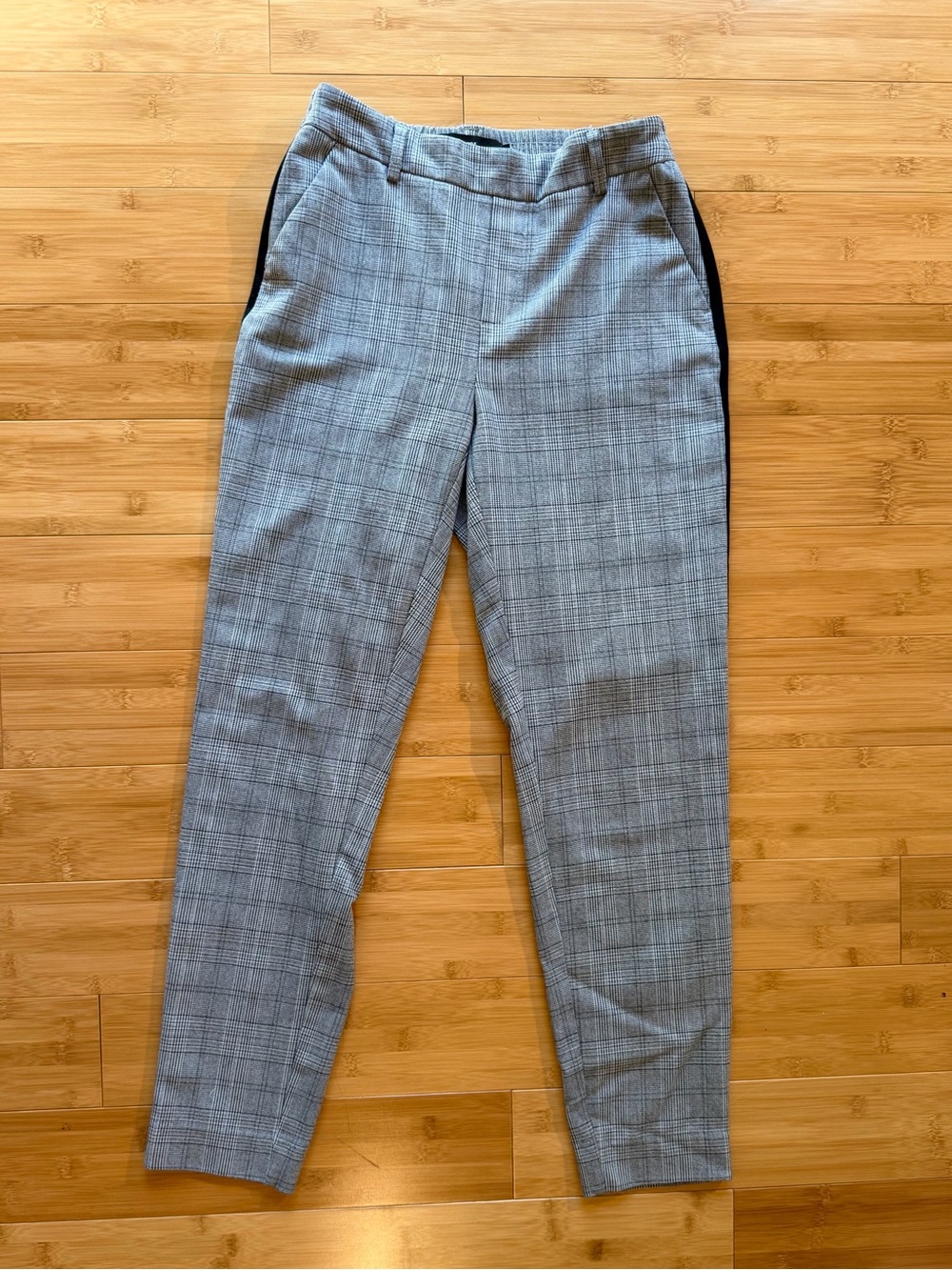 Houndstooth Check Pants With Side Stripes - Size XS